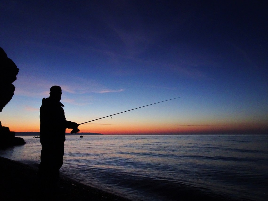 Fishing at dusk