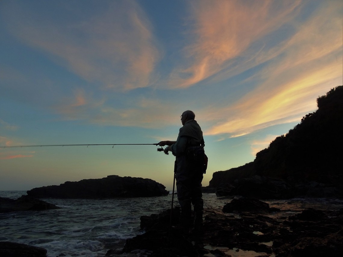Bass fishing at dusk