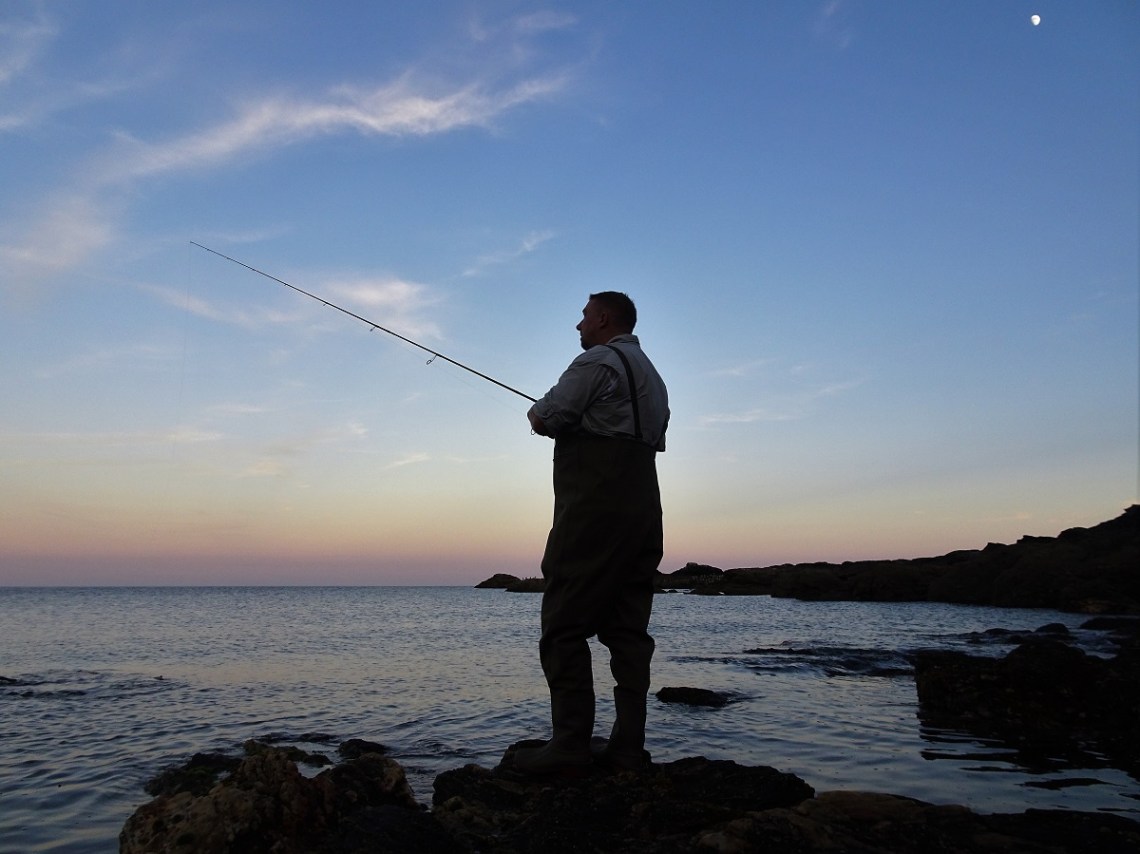 Evening bass fishing