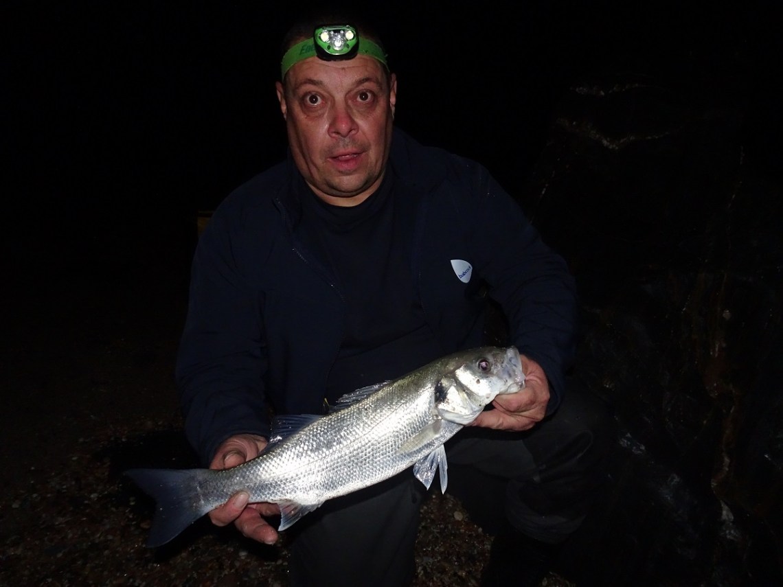 Bass at night on lures in rough seas
