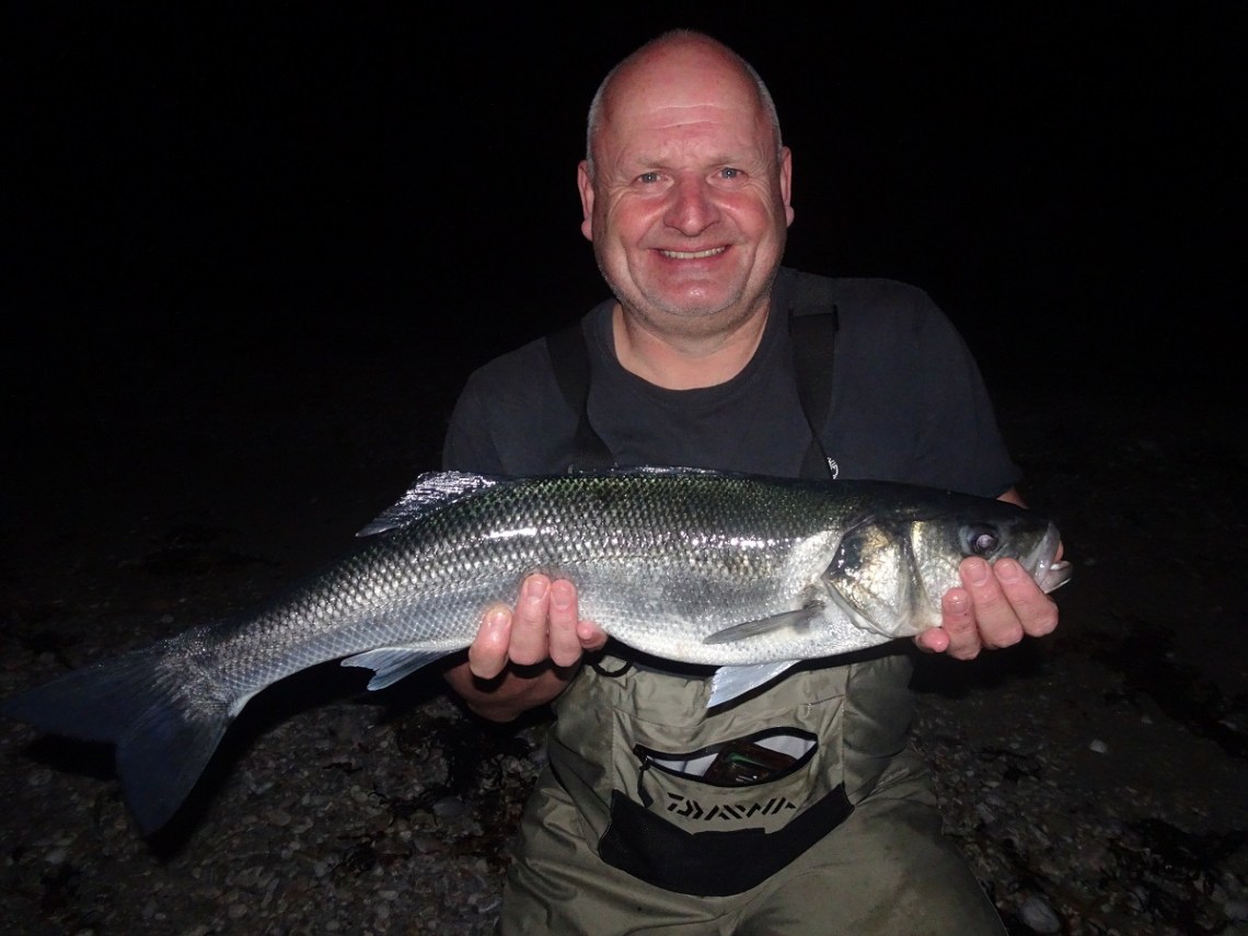 Guided bass fishing client from story of 68cm bass in article